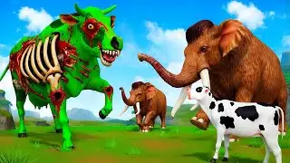 Zombie Cow vs Mammoth: Intense Fight - Animal Kingdom Epic Revolt Battles