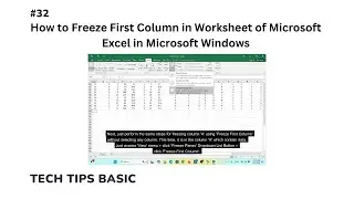 32 - How to Freeze First Column in Worksheet of Microsoft Excel in Microsoft Windows #tips #excel