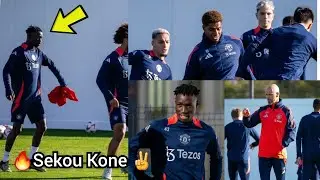 Sekou Kone ready for debut 🔥, Manchester United first team training as Erik Ten Hag prepares him ...