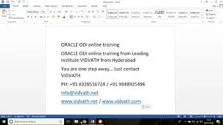 Oracle ODI online training by vidvath