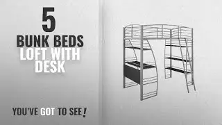 Top 10 Bunk Beds Loft With Desk [2018]: DHP Studio Loft Bunk Bed Over Desk and Bookcase with Metal