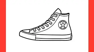 How to draw a CONVERSE SNEAKERS step by step / drawing converse shoes easy