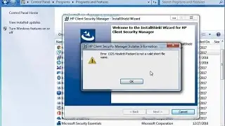 Fix: HP Client Security Manager Uninstall error: 1325