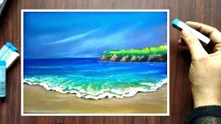 How to Draw Easy and Beautiful Seascape for beginners - Soft Pastel Drawing - Seascape Painting.