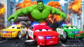 Hulk's City Destruction Episode 2: Police Cars Epic Rescue Adventure | Hero Cars Movie