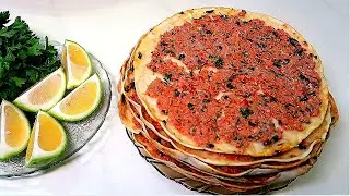 Lahmajun is a Turkish recipe. This is a very tasty Turkish street food