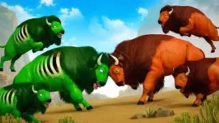 Zombie Bisons vs. Normal Bisons: Epic Battle of the Beasts! Who Will Prevail?