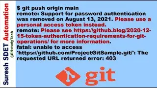 How to fix the git Authentication issue : Support for password authentication was removed