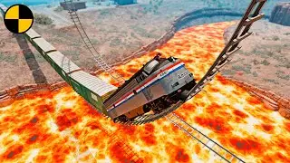 Trains vs Loop Bridge, but The Floor is Lava 😱 BeamNG.Drive