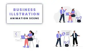 Animated Digital Business Concept Explainer Scene Flat Design Template