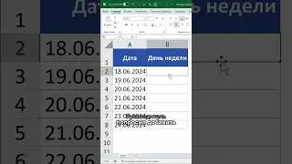 Как превратить дату в день недели в Excel