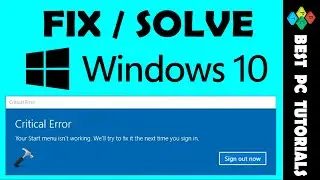 Fix Critical Error|Start Menu & Cortana arent working|Windows 10