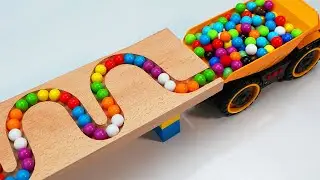 Marble Run Race ☆ HABA Slope & Retro Makita Truck, Garbage Truck Long Version #009