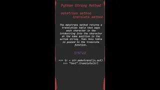 maketrans & translate Python String Methods