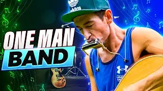 Backyard Jam with Button The Busker 🎸 One-Man Band Harmonica Jam Performance [Feel-Good Vibes]