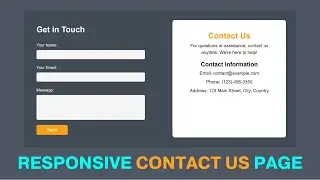 Responsive Contact Us Form In HTML And CSS | Contact Us Page In HTML And CSS