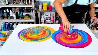 Color Makes Me Happy! - Multiple Techniques in One Painting! - Abstract Art  - Acrylic Pouring