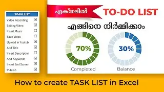 How to Create Doughnut Chart in Microsoft Excel | How to create a to do list in Excel | Malayalam