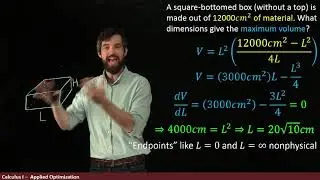 Ex: Optimizing the Volume of a Box With  Fixed Surface Area