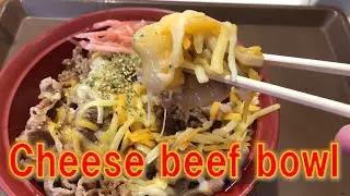 Cheese beef rib bowl. Sukiya is food shop famous for beef bowl 