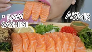 FRESH Raw Salmon Sashimi *ASMR No Talking Eating Sounds | N.E Let's Eat