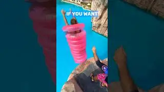 Tube jumping into swimming pool in Blue Tree Phuket 