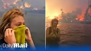 Hawaii wildfires: Terrifying footage of Maui family hiding in ocean for 5 hours to survive