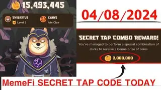 Memefi Secret Reward Combo Today /04/08/2024| Memefi 2,000,000 Coins Code