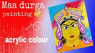 Maa durga painting with acrylic colour | easy tutorial for beginners|