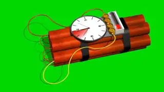 dynamite bomb with clock timer  - 10 sec.time laps - green screen - free use