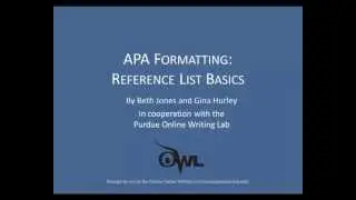 Purdue OWL: APA Formatting: Reference List Basics