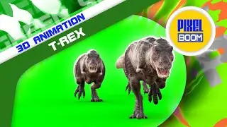 Green Screen TRex Jurassic Tyrannosaurus 3D Animation PixelBoom