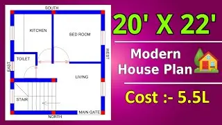 Best Samll House Plan with 1 Bhk design II 20 x 22 House Design