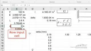 Excel Case Study: Cantilever Beam Part 4 - Two-Way Data Table