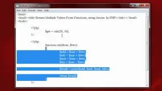 Return Multiple Values From Functions, using Arrays: In PHP