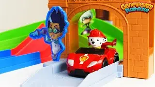 ☻PJ Masks☻ and Paw Patrol toy Racing Video!