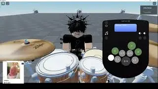 Playing the ⚫️🟠(hub) intro in Roblox Virtual Drums.