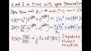 Voltage and current on a transmission line with open termination