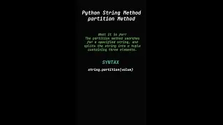 partition Method - Python String Methods