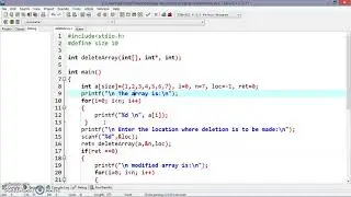 C Program to delete an element in an Array