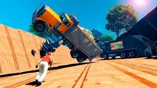 УБИЛО ГРУЗОВИКОМ НА СМЕРТЕЛЬНОЙ ЛАВИНЕ ИЗ МАШИН (GTA 5 Смешные моменты)