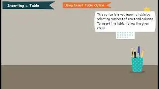 Inserting a table and entering data in a table