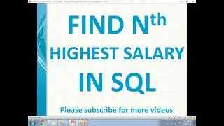 SQL Interview Questions | Nth Highest Salary using CTE in SQL | Nth highest salary in sql