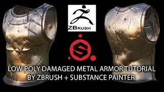 make low poly damaged armor (zbrush + substance painter)