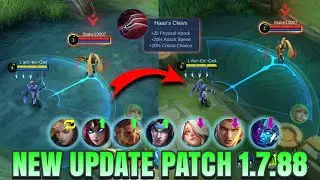 HAAS'S CLAW JADI CRITICAL, REVAMP YU ZHONG BATAL, ULTI ODETTE IMMUNE, AAMON NERF, MLBB PATCH 1.7.88