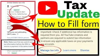 additional tax information is required from you on Youtube | how to fill youtube tax form | 24% tax😳