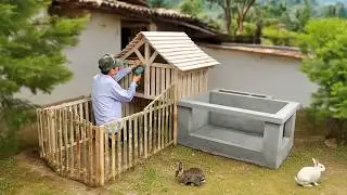 Turn backyard into dreamy rabbit house and aquarium combo