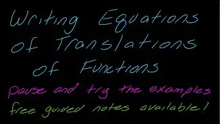 Lesson: Writing Equations of Translations (Shifts) or Reflections of Functions