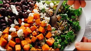 Southwestern Kale Power Salad with Sweet Potato, Quinoa & Avocado Sauce