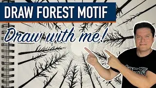 Drawing a forest from a frog's perspective - Complete exercise - Draw with me!